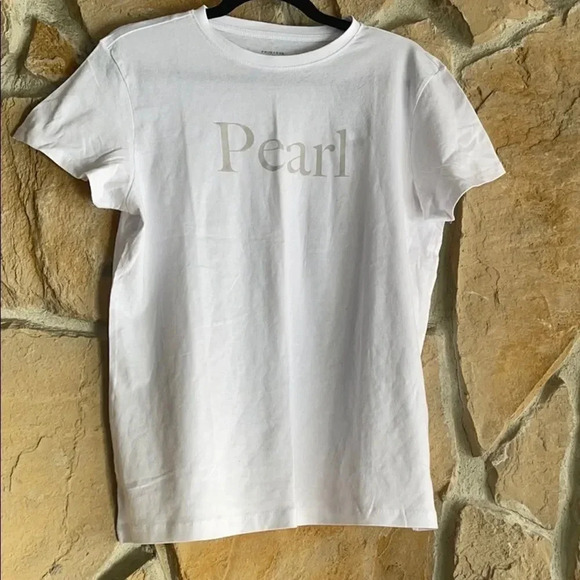 Primark White Pearl Graphic T-Shirt - Picture 1 of 5